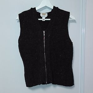 Talbots Petite Chocolate Hooded Sleeveless Sweater